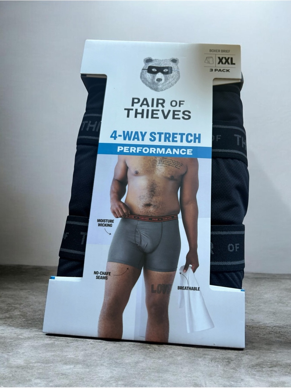 Pair of thieves Men’s 4-Way Stretch Performance Boxer Briefs - Black (3 Pack)